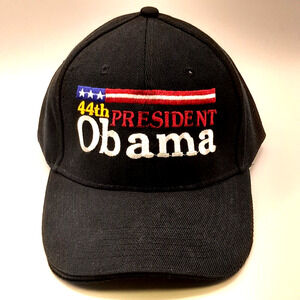 Vintage 44th President Obama Black Strap Back Embroidered Graphic Logo Cap Hat